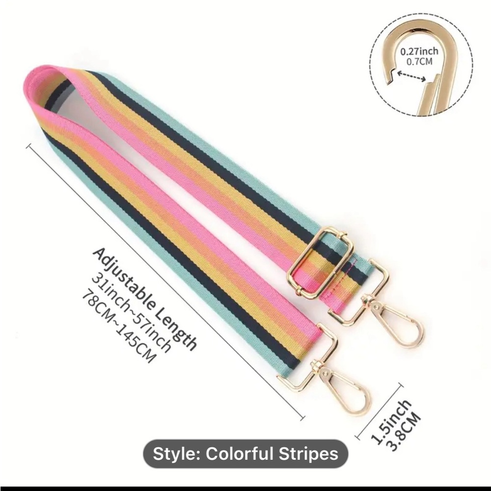 1pc color full stripes wide adjustable shoulder strap. Replacement handbag strap
